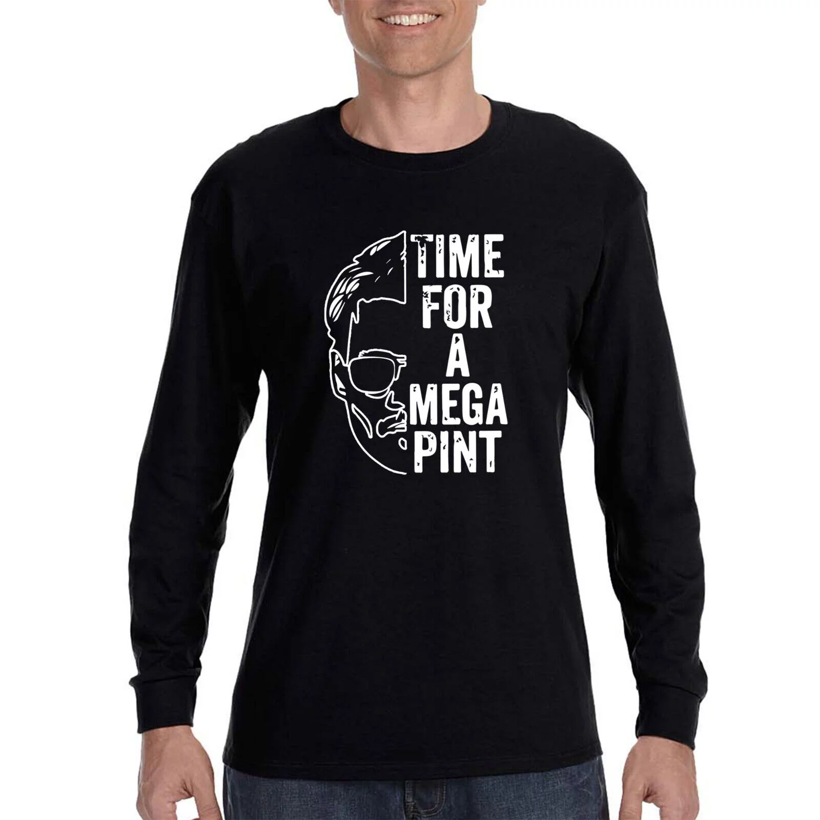 XtraFly Apparel Men's Time for Mega Pint Long Sleeve T-Shirt, Johnny Depp Shirt, Amber Heard Tee