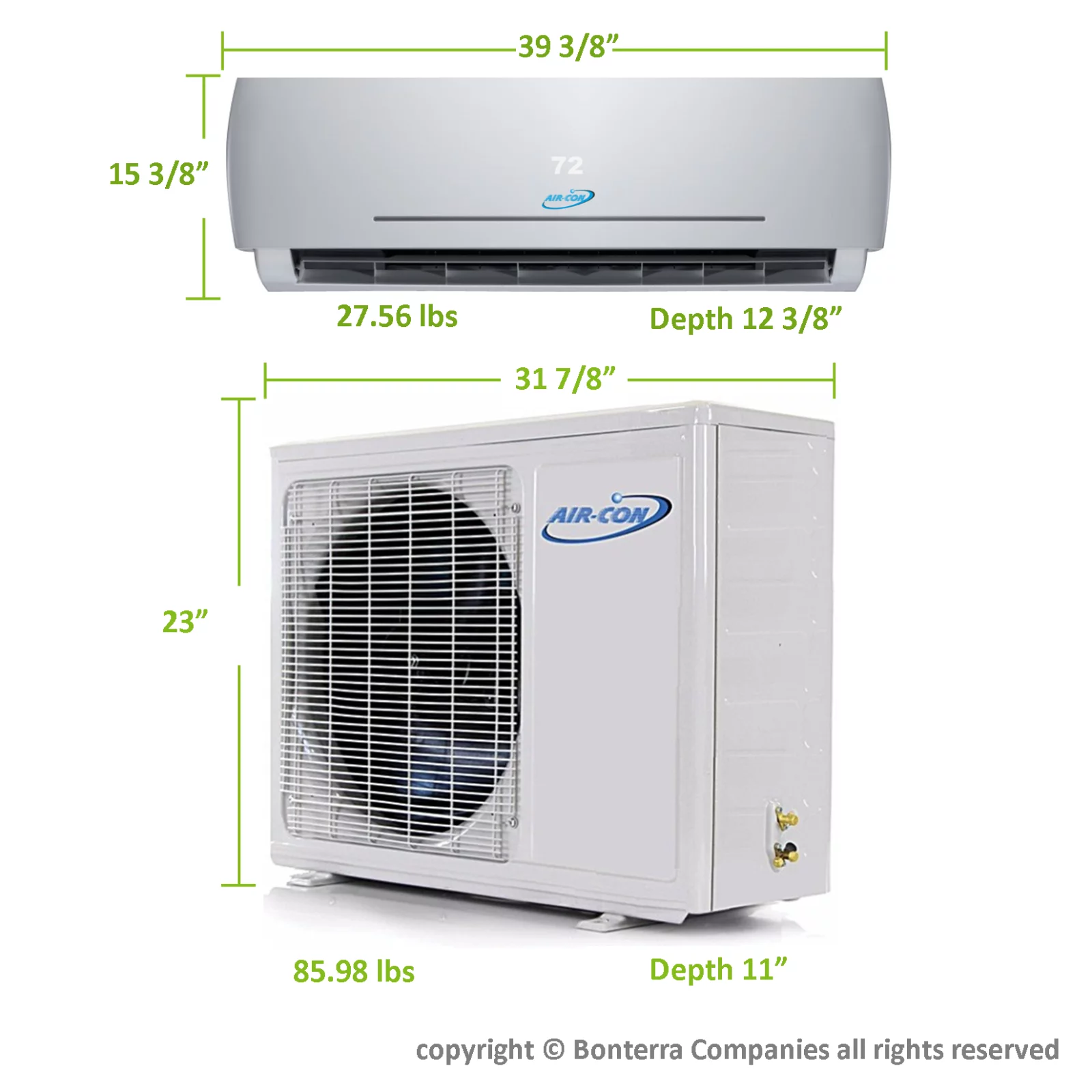 Air-Con 18000 BTU Mini Split Air Conditioner Heat Pump Ductless 18 Seer 220v