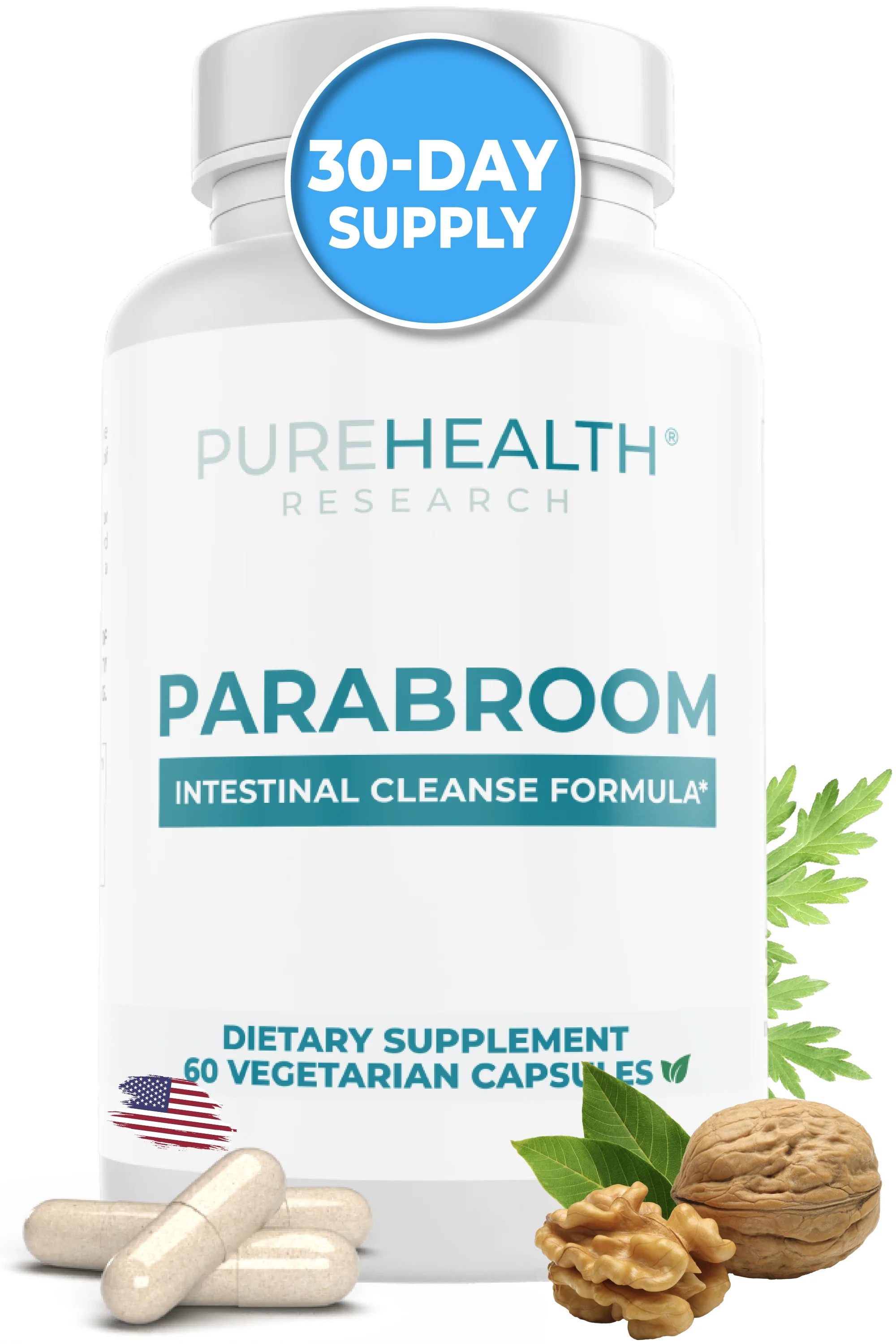 PUREHEALTH RESEARCH Parabroom Paracleanse Formula - Wormwood Supplement with Black Walnut, Papain Turmeric