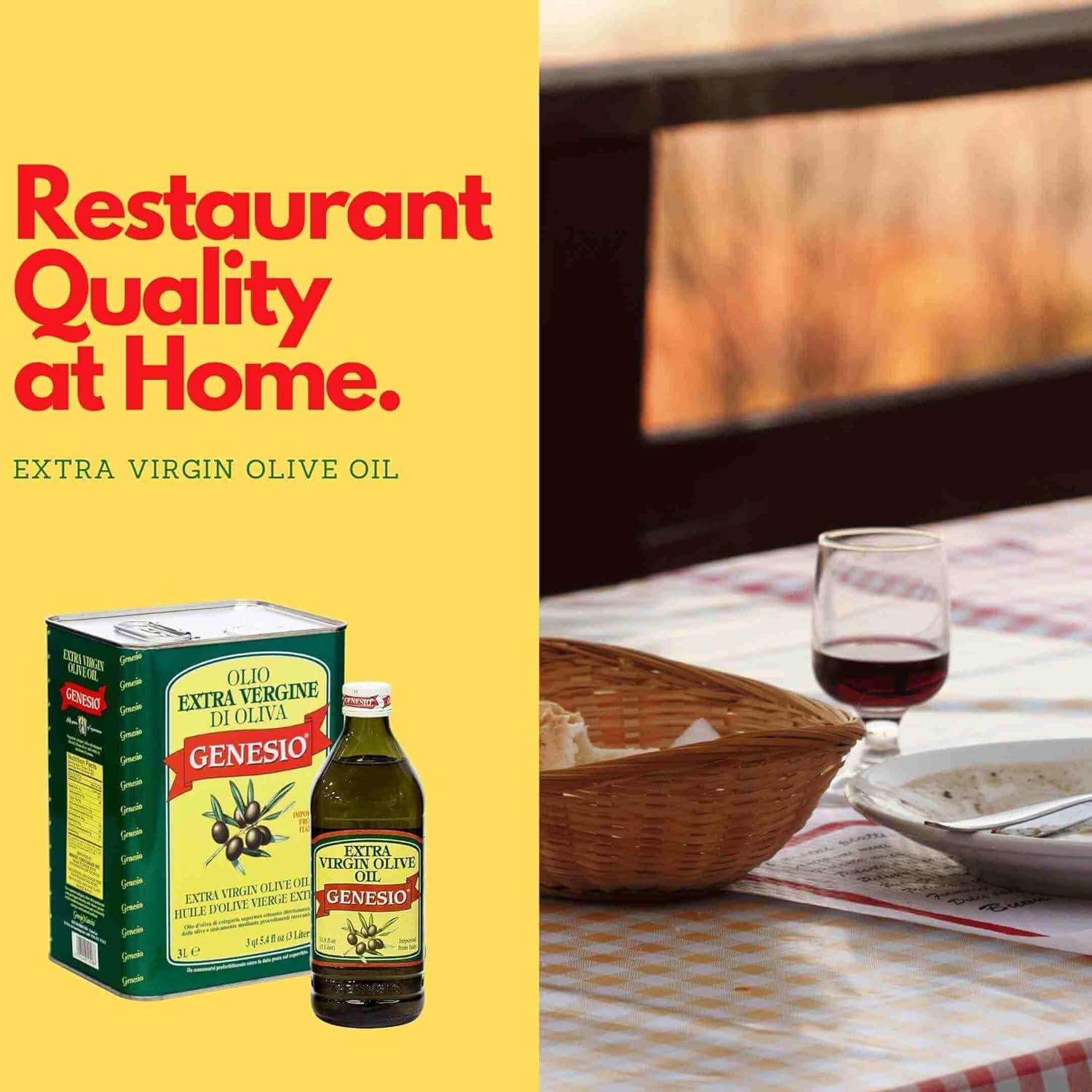 Genesio Extra Virgin Olive Oil, Premium First Cold Pressed, 1 Liter Glass Bottle