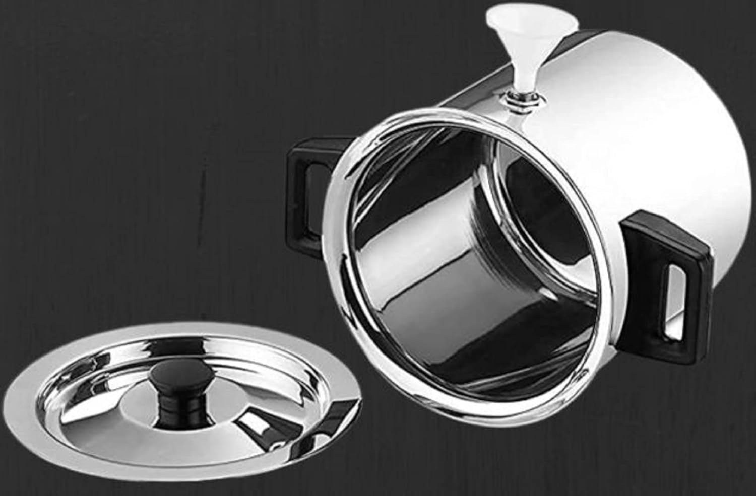 USA Deals 365 Traditional Milk Boiler | Milk Cooker | Double Wall | Stainless Steel Cookware-Milk Pot- Boiler with Whistle and Funnel (2 Liters)