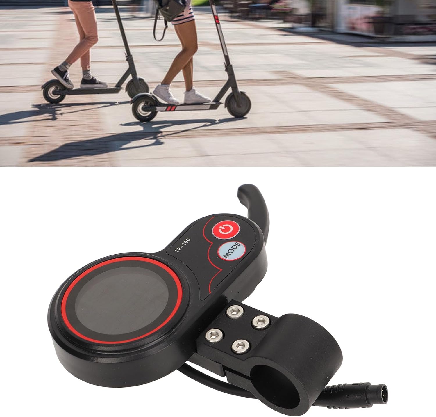 Electric Thumb Throttle with LCD Display, 6 Pin Waterproof Connector Electric Scooter Display Panel with Speed Gear Power Mode, Finger Throttle for M4 Electric Scooter