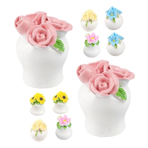 10pcs Potted Bouquet Mini House Landscape Prop Home Desktop Ornaments Miniature Potted Plants Artificial Mini Plants Adorn Tiny House Decor Mini Bonsai Model Mini House Accessories