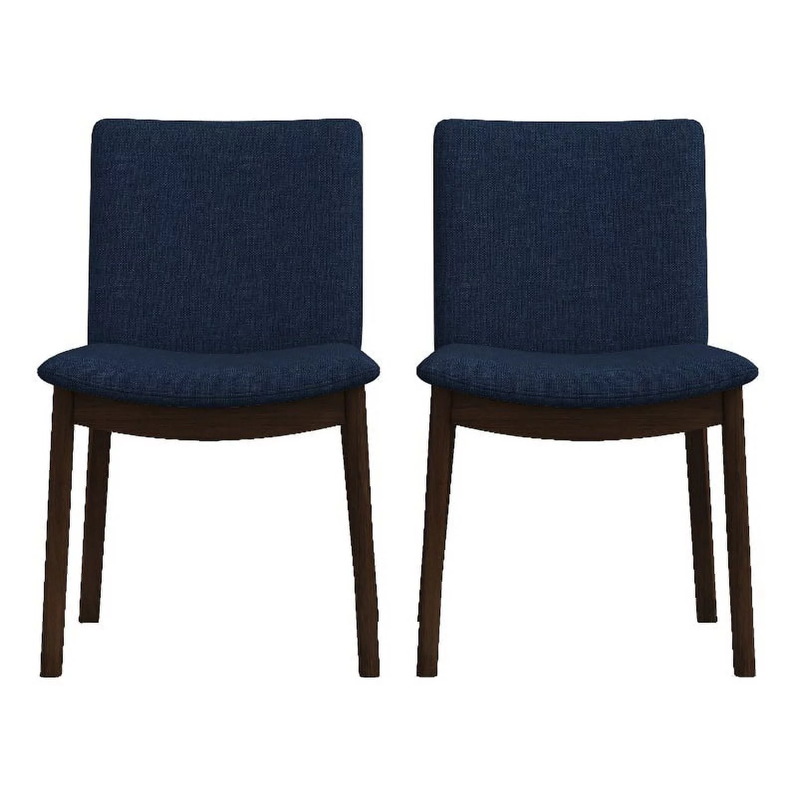 Pemberly Row Mid-Century Modern Fabric Dining Chair in Navy Blue (Set of 2)