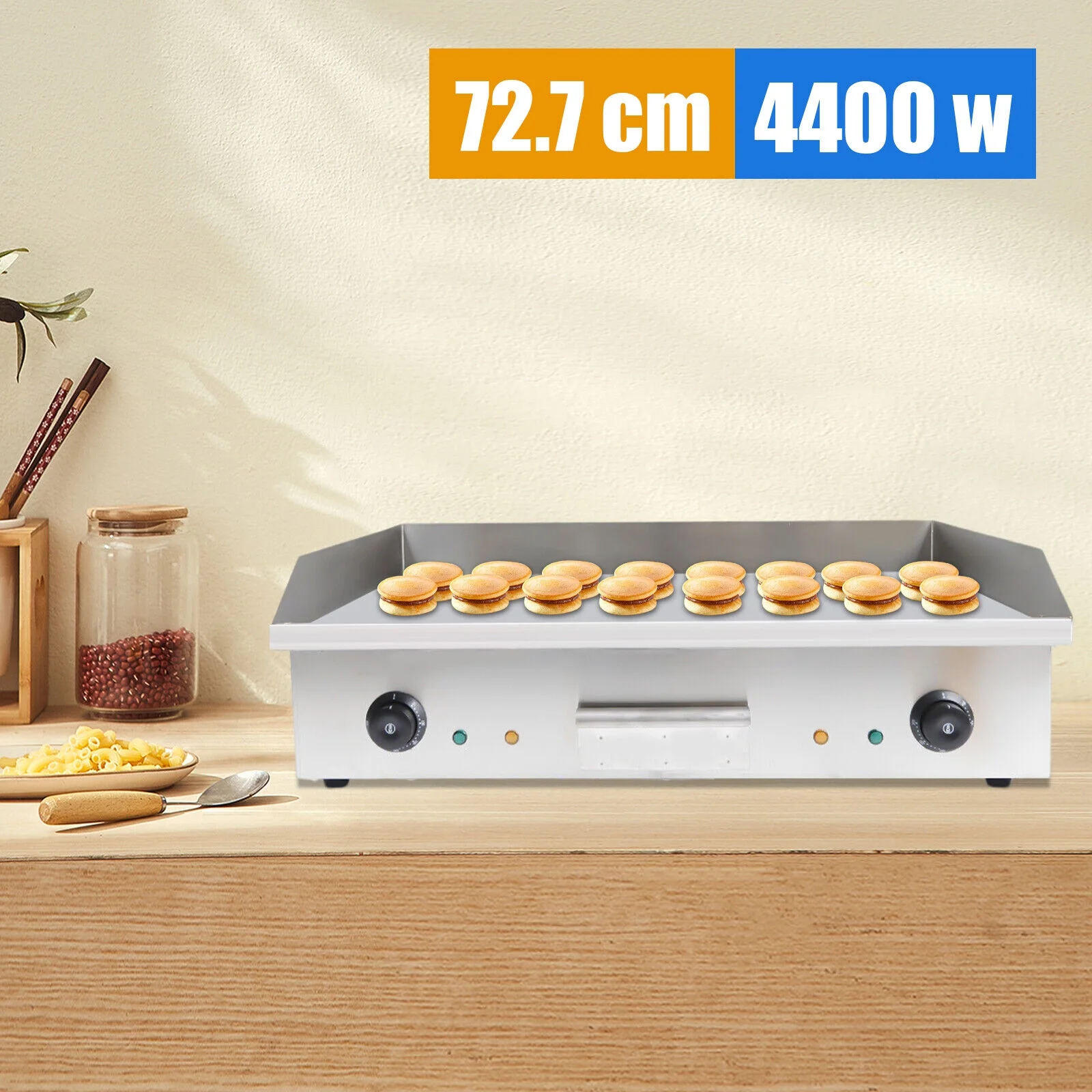 Miumaeov 29inch Commercial Electric Countertop Griddle Stainless Steel Flat Top Grill BBQ Hot Plate 50°C to 300°C Adjustable 4400W 110V