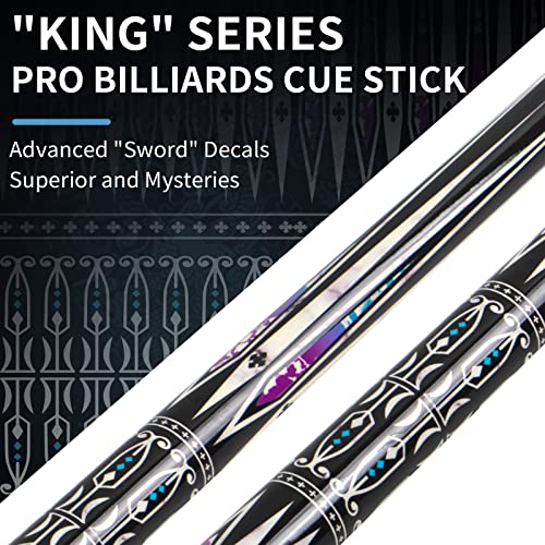 lotmusic Premium Pool Stick with Telescopic Fiber Extension Cue,58 Inch Professional Pool Cue Stick Set with Black Pool Cue Case & Billiards Accessories