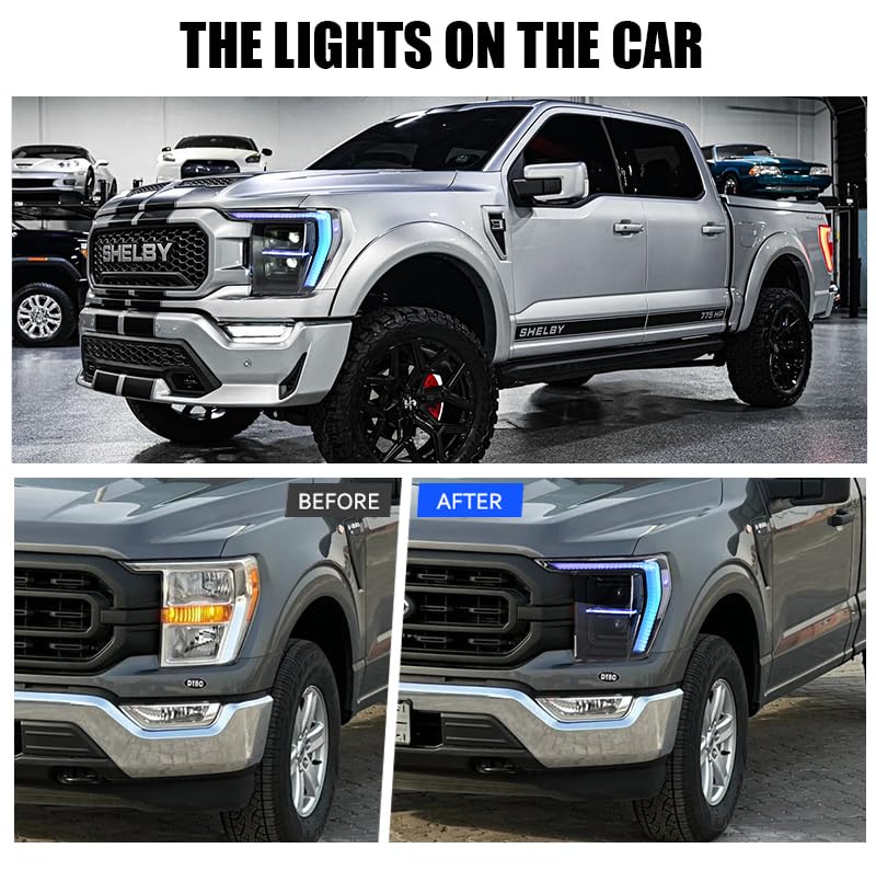 Headlights for F150 2021-2024 with Startup Animation Sequential Turn Signal LED Optimize Upgrade (Lighting Color Control)