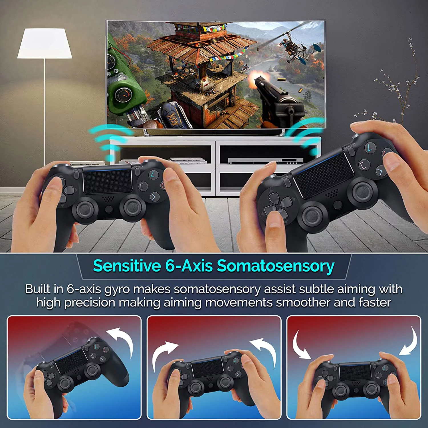 PRO Wireless GamePad Compatible with Oppo Reno 9 Pro+ Controller Plus 1,000 Battery/Built-In Speaker/Gyro/Remote BlueTooth Slim (Black)