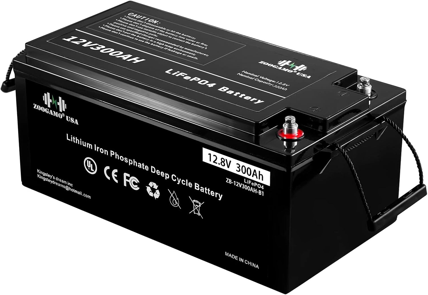 ZOOGAMO 12V 300Ah Lithium LiFePO4 Deep Cycle Rechargeable Battery with Built-in BMS, 3000+ Cycles & 10-Year Lifetime, Perfect for RV, Solar, Marine, Overland, Off-Grid Applications (12V-300AH)