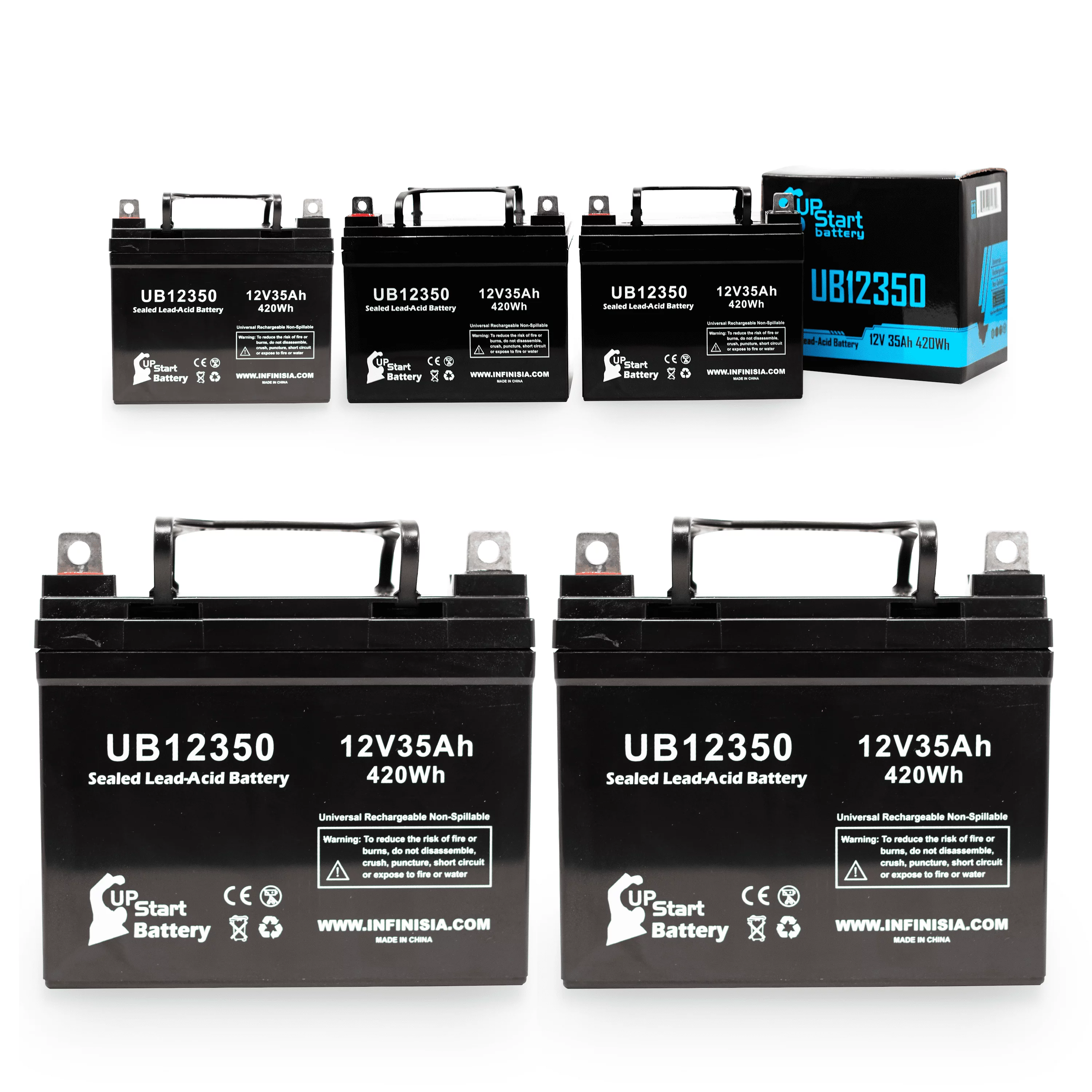 5x Pack - Compatible Suntech Targa16 Battery - Replacement UB12350 Universal Sealed Lead Acid Battery (12V, 35Ah, 35000mAh, L1 Terminal, AGM, SLA)