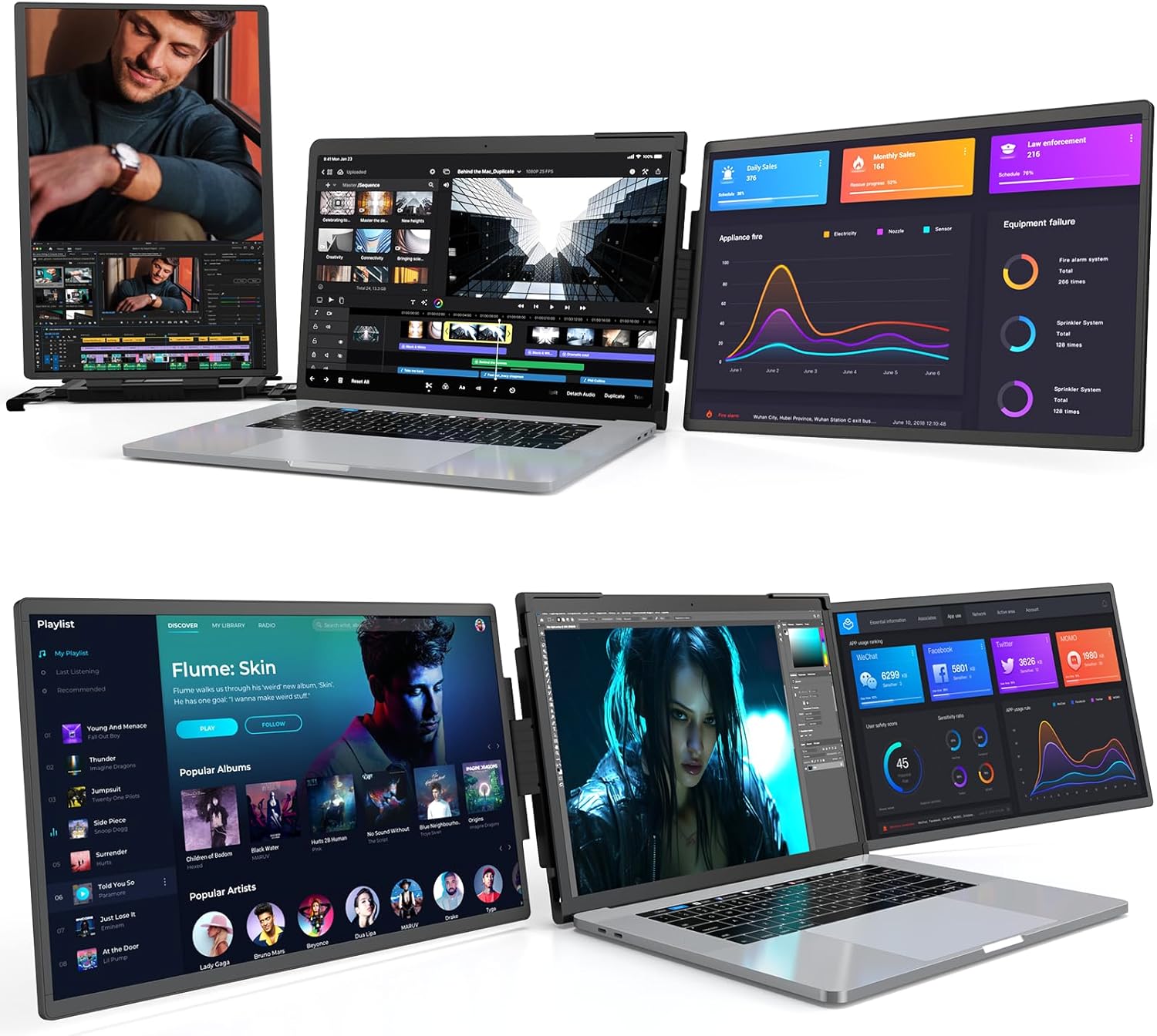 L LIMINK Triple Monitor for Laptop, 14