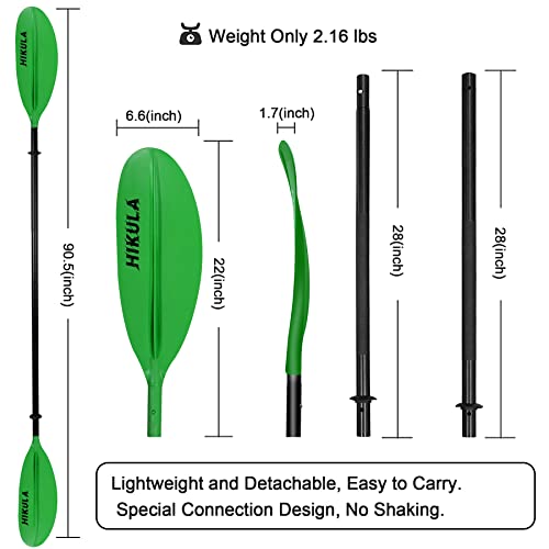 Kayak Paddle 4 Pieces Aluminum Shaft and PP Blade Floating 86.6in/220cm, 90.5inch/230cm Lightweight Oars
