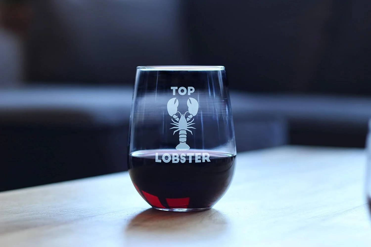 Top Lobster – Cute Funny Stemless Wine Glass, Large 17 Ounces, Etched Sayings, Gift Box