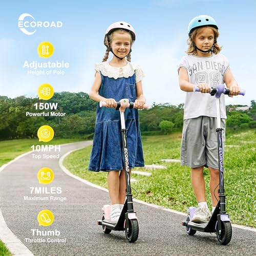 EK6 Kids Electric Scooter for 6-10, 3/6/10mph Speeds for Ultimate Comfort, Adjustable Height Electric Scooter, 150W & Dual Brake Safety, for Growing Adventurers（Rider:3.9-5.2 ft）