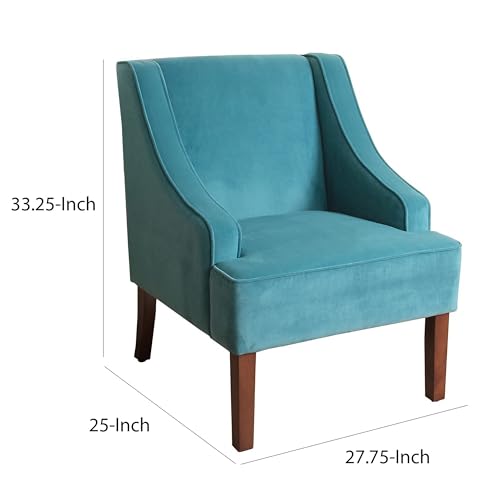 HomePop Velvet Swoop Arm Accent Chair, Suri Blue
