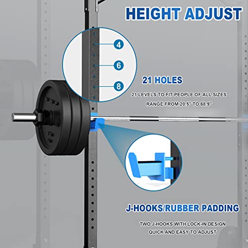 JX FITNESS Squat Rack Cage with Pull Up Bar,Adjustable Power Rack Cage Exercise Squat Stand with Barbell Holder,Weight Lifting Workout Station for Home Gym