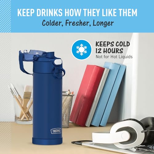 THERMOS FUNTAINER 16 Ounce Stainless Steel Vacuum Insulated Bottle with Wide Spout Lid, Apricot