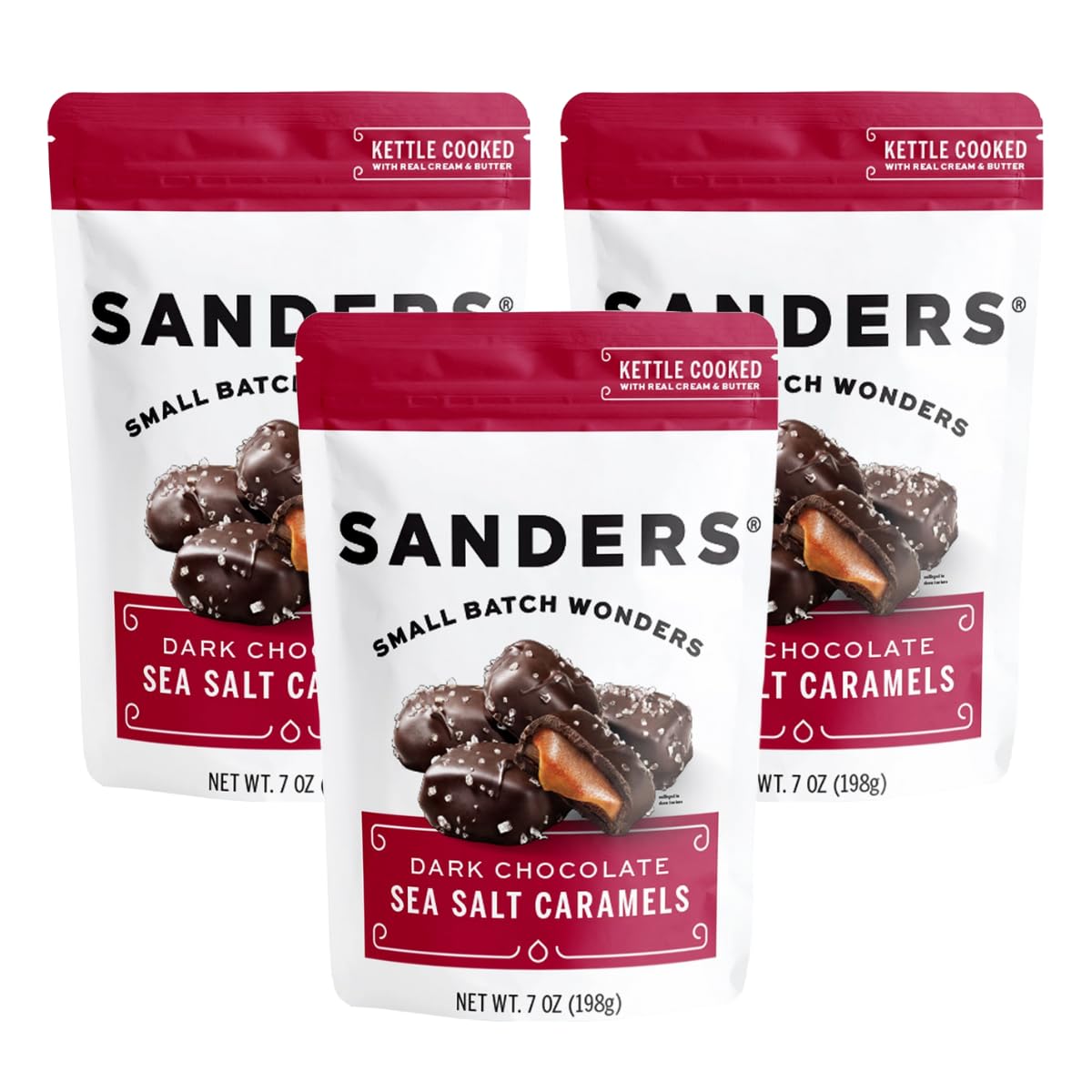 Sanders Dark Chocolate Sea Salt Caramels 3-Pack (3 x 7 oz. pouch)