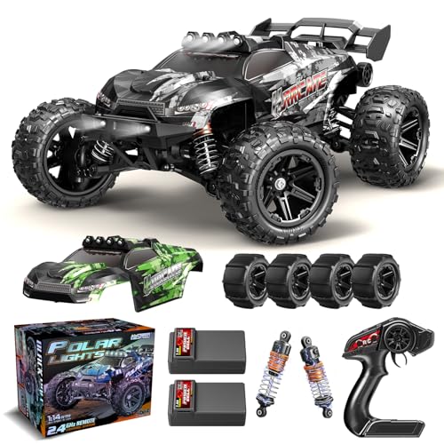 1:14 Scale All Terrain RC Cars for Adults & Boys (HS14323), Max Fast 40+ KPH, 4WD Off-Road RC Truck for Snow & Sand & Mud, 4X4 Waterproof Remote Control Car with 2 Rechargeable Batteries