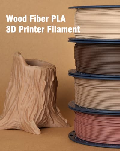 SUNLU Real Wood Fiber PLA Filament, Neatly Wound 1.75mm Dimensional Accuracy +/- 0.03mm, Fit Most FDM 3D Printers, 4kg in Total, 1kg per Spool, 4 Pack,（Wood+Fiber Cherry+Fiber Maple+Fiber Walnut）