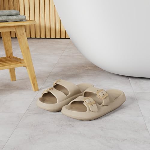 Weweya Sandals for Women and Men - Pillow Slippers - Double Buckle Adjustable Slides - EVA Flat Sandals