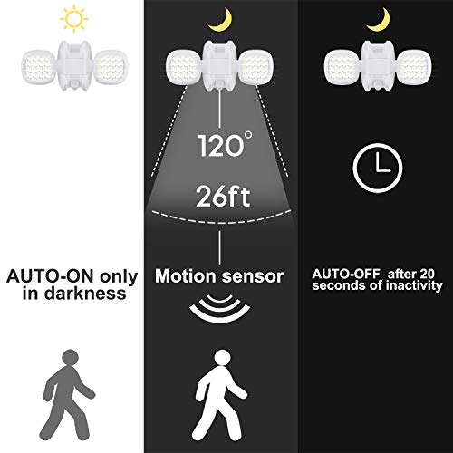BIGLIGHT Motion Sensor Light Outdoor Battery Operated, IP65 Waterproof Wireless Outdoor Security Flood Light Sensor Auto On Off for Porch , Patio, Stairs Garage, 6000K White (1Pack)