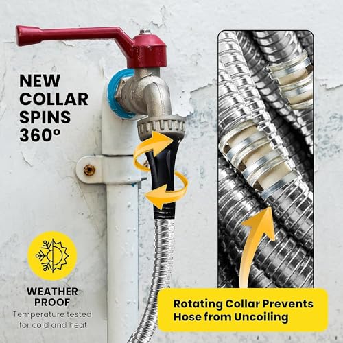 Bionic Steel PRO 100 Ft Garden Hose with Nozzle, Premium 304 Stainless Steel Metal Water Hose 100Ft Flexible Hose, Rust Proof, Lightweight, Heavy Duty, Crush Resistant Fittings, 500 PSI, 2025 Model