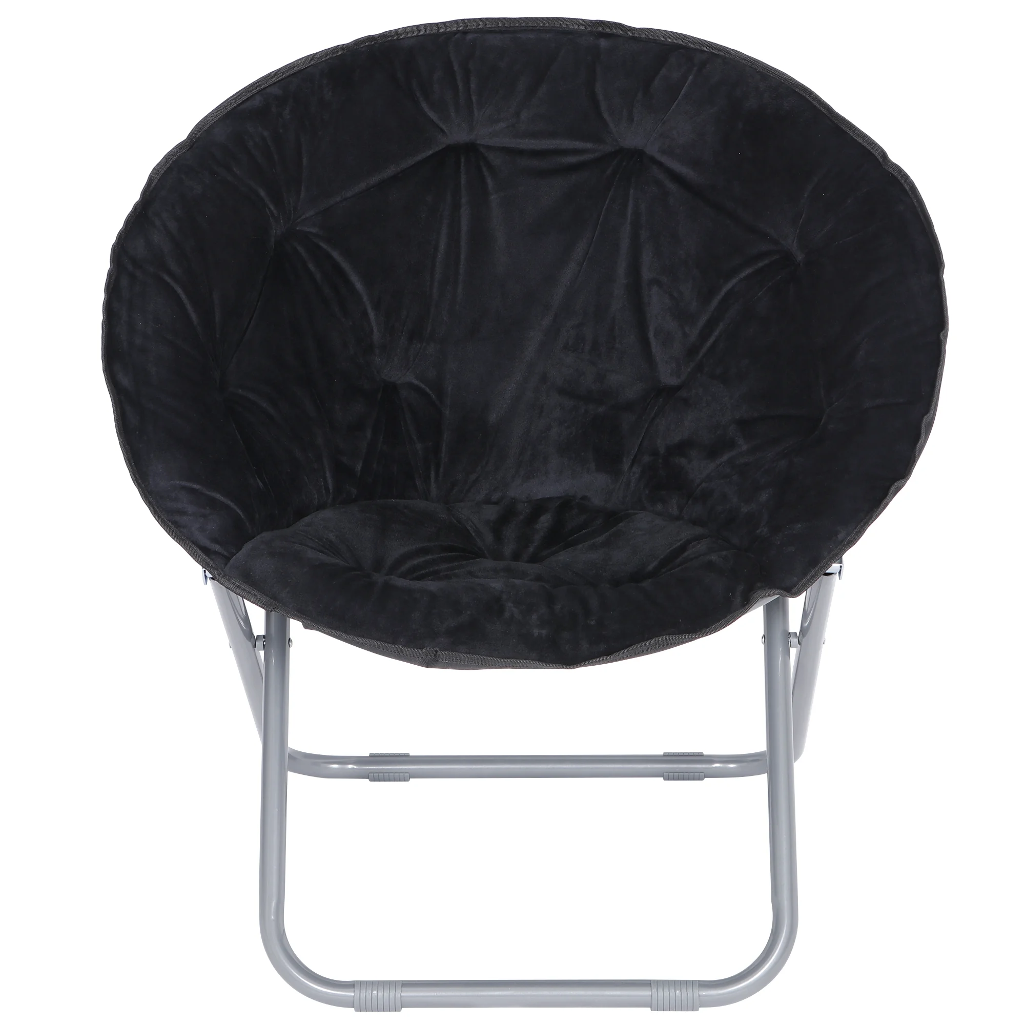 ZENSTYLE Metal Frame Moon Chair Seat Saucer Chair Soft Folding, Black