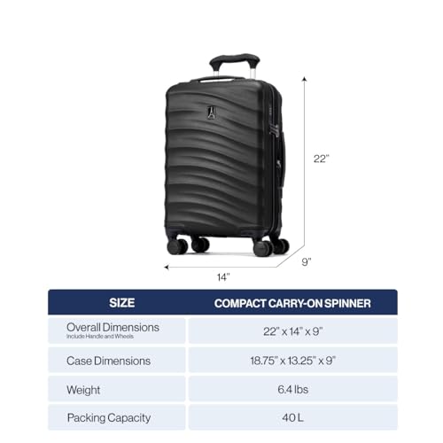 Travelpro Maxlite Air V2 Hardside Expandable Carry on Luggage, 8 Spinner Wheels, Lightweight Hard Shell Suitcase, TSA lock, Black, Carry On 21-Inch