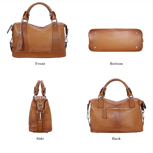 HESHE Womens Genuine Leather Handbags Purse Crossbody Satchel Tote Bags Ladies Real Leather Bags