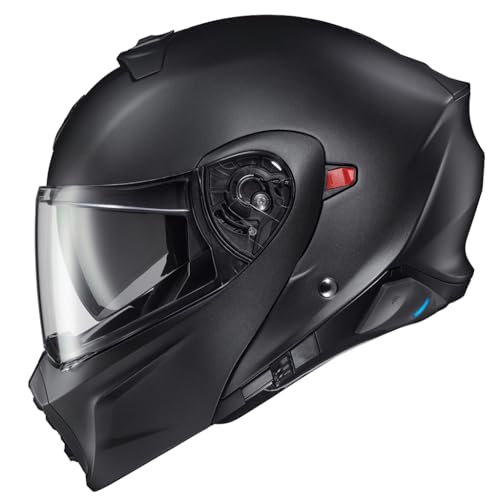 ScorpionEXO GT930 Transformer Modular Motorcycle Helmet Integrated EXO-COM Bluetooth Communication System DOT ECE Approved Solid (Matte Black - LG)