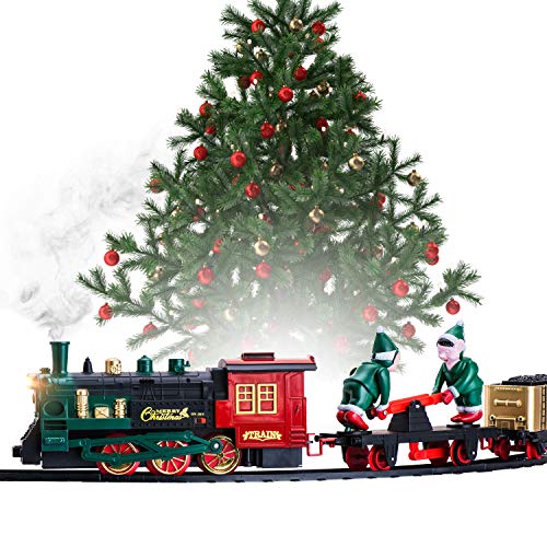 Christmas Train Sets for Around The Tree | Christmas Toy with Lights and Sounds - Holiday Train Around Christmas Tree with Large Tracks, Electric Train Set for Kids Ages 4-8