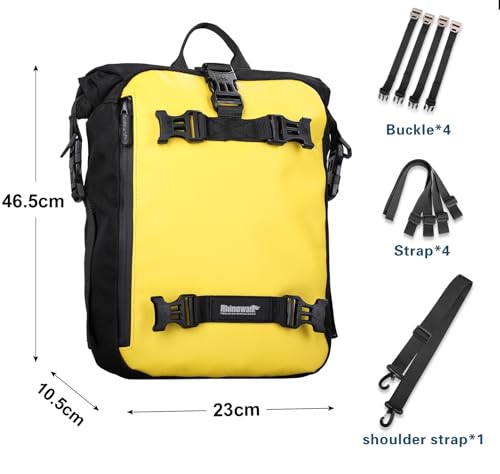Rhinowalk Motorcycle Tail Bag Motor Pannier Bag Rear Rack Trunk Professional Motor Accessories Waterproof Motorbike Seat Bag 30L, Black