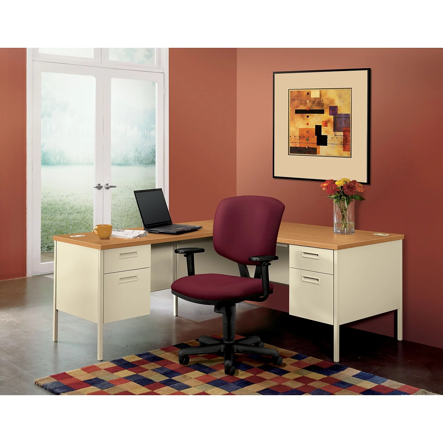 HON P3266LCL Metro Classic Left Pedestal Workstation Desk, 66.00