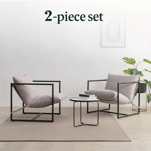 ZINUS Aidan Sling Accent Chair, Metal Framed Armchair with Shredded Foam Cushioning, Black