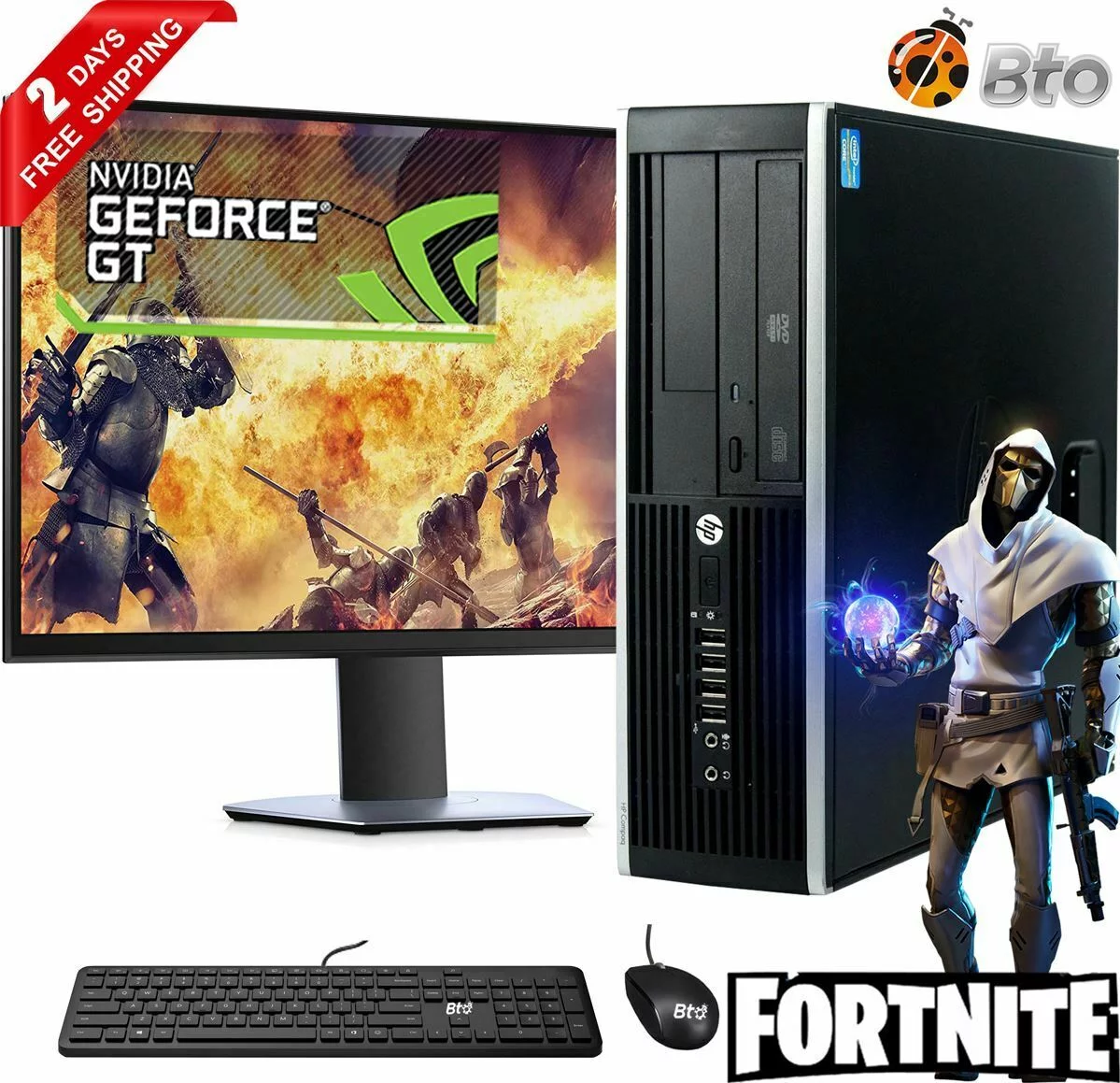 Restored Gaming HP Compaq Pro 6300 sff computer Desktop PC Intel Core i5 Processor, 16GB Ram, 500GB Hard Drive, 240GB SSD, NVIDIA GeForce GT 1030 DDR5, New 24 inch LCD, WiFi, Windows 10 (Refurbished)