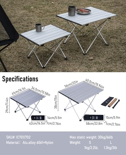 iClimb Ultralight Compact Camping Folding Table with Carry Bag (Blue - S)