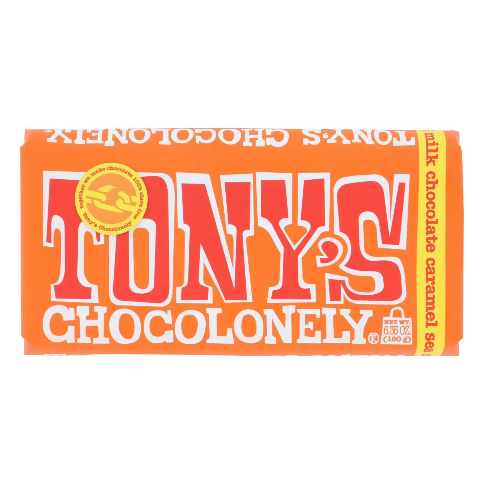 Tony's Chocolonely - Bar Chocolate Milk Caramel Sea Salt 32% - Case of 15 - 6.35 OZ