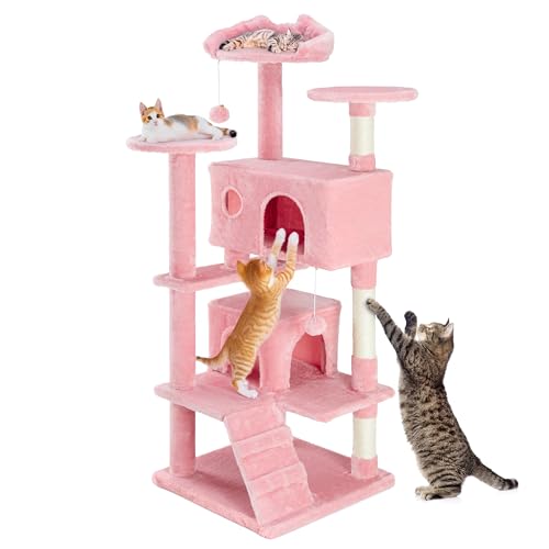 54 Inches Cat Tree Tower, Cat Tree Tower Condo with Scratching Post for Cats House Play, Multi-Level Furniture Activity Center for Pet, Detachable Cat Tower, Dark Gray
