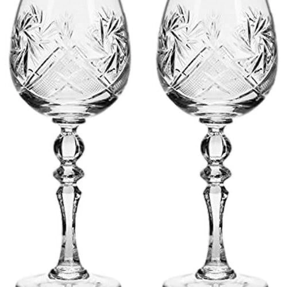 GIFTS PLAZA Set Of 2 Vintage Russian Crystal Classic Red Wine Goblets On A Stem 8