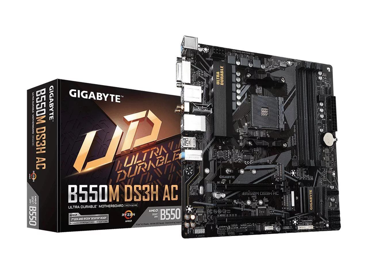 GIGABYTE B550M DS3H AC AM4 AMD B550 SATA 6Gb/s Micro ATX AMD Motherboard