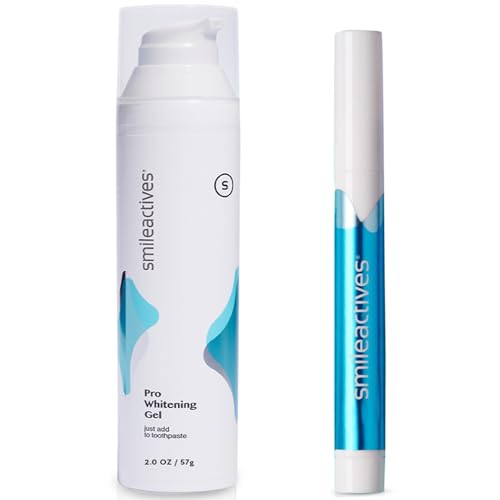Smileactives Teeth Whitening Kit, Toothpaste Whitening Gel + Vanilla Mint Teeth Whitener Pen with Hydrogen Peroxide, Tooth Stain Remover for White Teeth, Removes Coffee and Tea Stains, 90 Day Kit