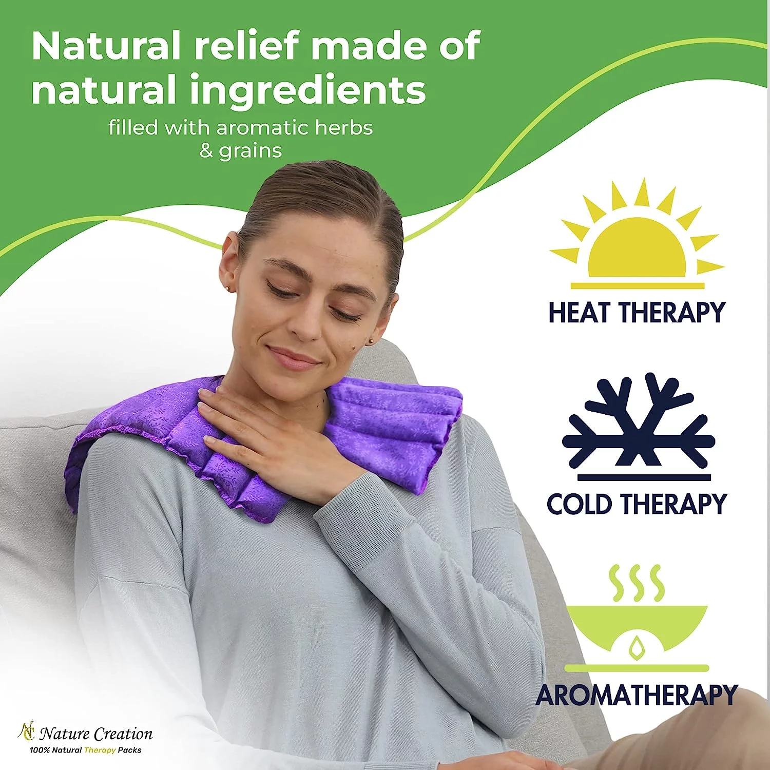 Nature Creation 10019-BLU Shoulder Wrap Herbal Hot and Cold Pack - Blue