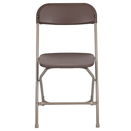 EMMA + OLIVER Set of 2 Plastic Folding Chairs - 650 LB Weight Capacity Lightweight Stackable Folding Chair in White