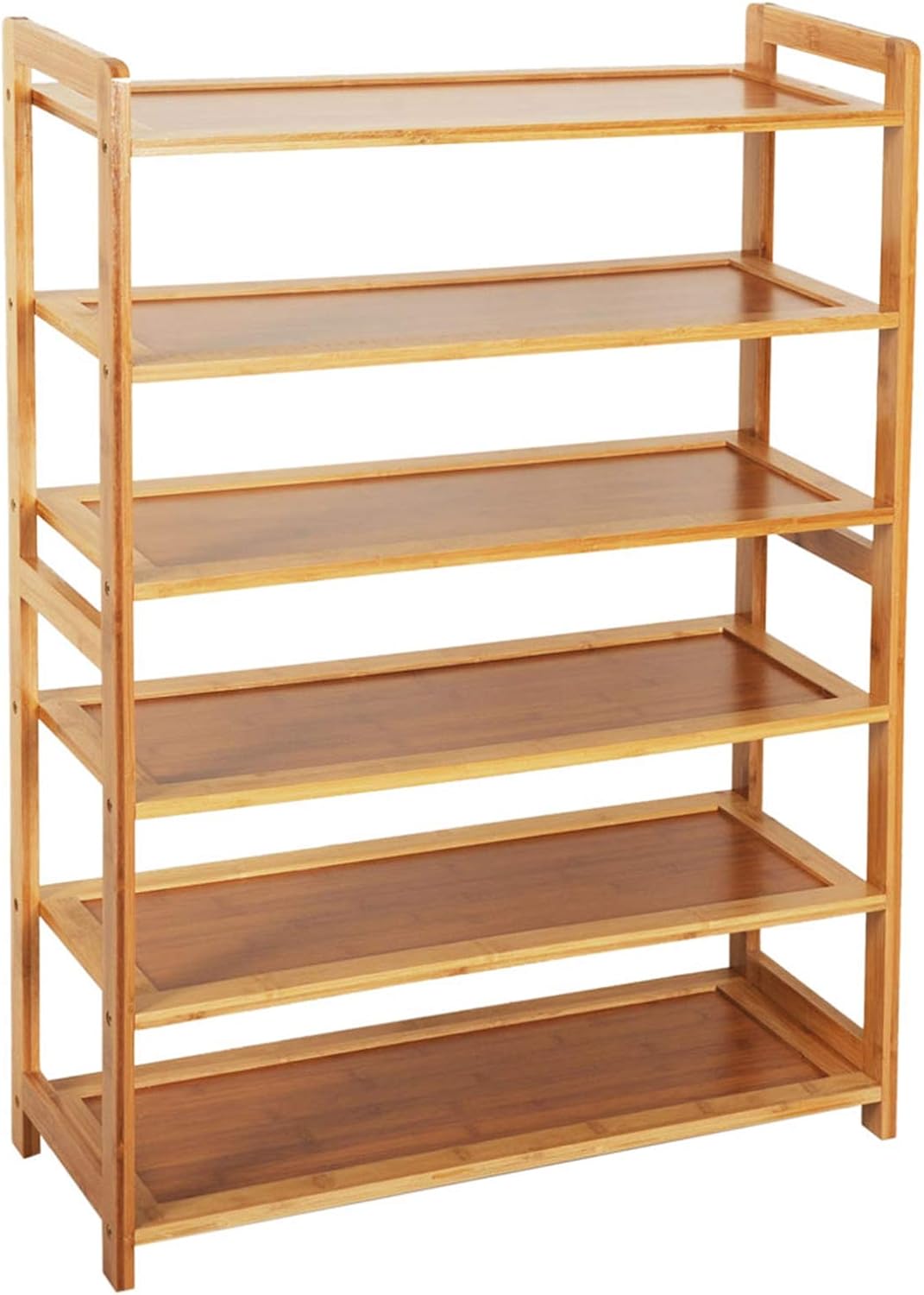 9zH&K 6 Tier Multifunctional Bamboo Rack, Wood Bamboo Free Standing Shoe Racks Shelf Entryway Storage Rack Home Furniture Organizer for Entryway, Hallway and Closet, 26.77