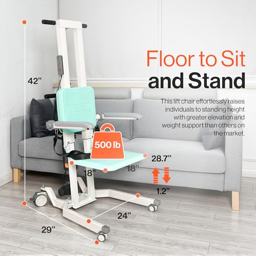 SuperHandy GoRise Electric Floor to Stand Lift – 500 Lbs Capacity, Standing Assistance, Portable, Adjustable, Ergonomic, Easy Storage, Patent Pending (FS (Floor Lift))