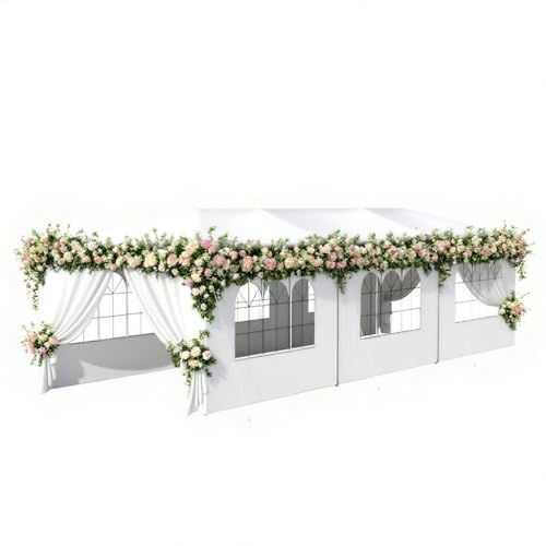 Party Tent 10x30 Outdoor Wedding White Tents for Parties, Heavy Duty Gazebo Event Canopy Shelter with 8 Removable Sidewalls Waterproof for Party Wedding BBQ Events