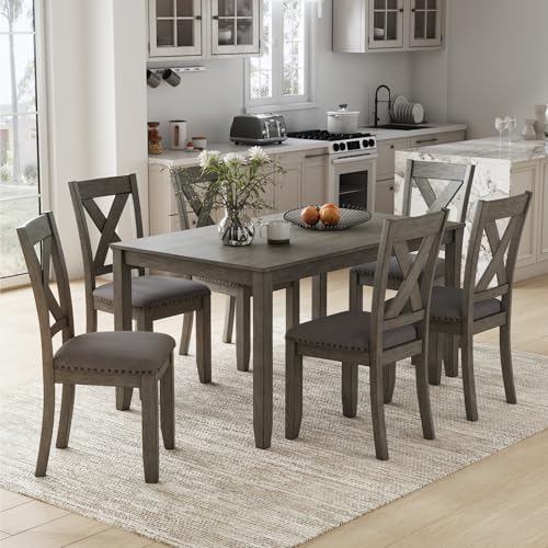Signature Design by Ashley Caitbrook Rustic 7 Piece Dining Set, Include Table and 6 Chairs, Gray