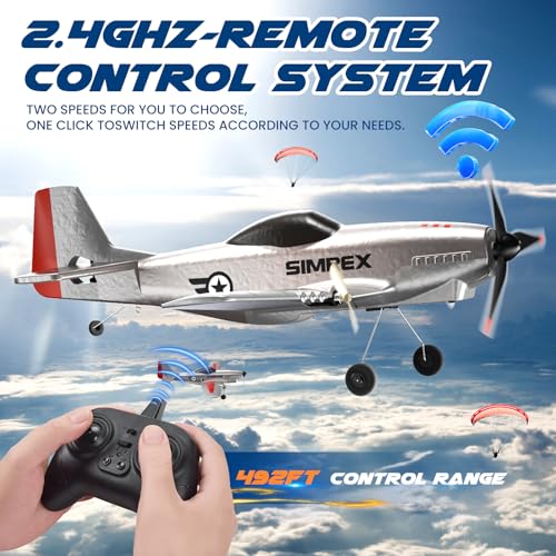 RC Plane for Kids - 2.4GHz 3-Channel Remote Control Airplane Toy with 6-Axis Gyro, 2 Speeds, 2 Batteries, RC Foam Glider - Gift for Boys & Girls