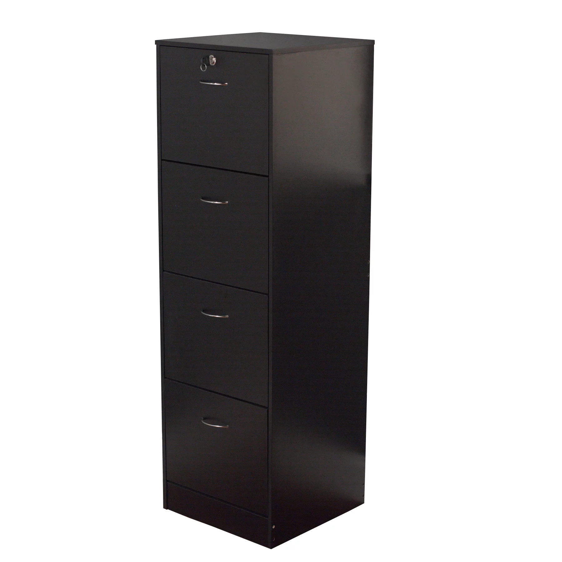 Wilson 4 Drawer Wood Vertical Lockable Filing Cabinet, Black